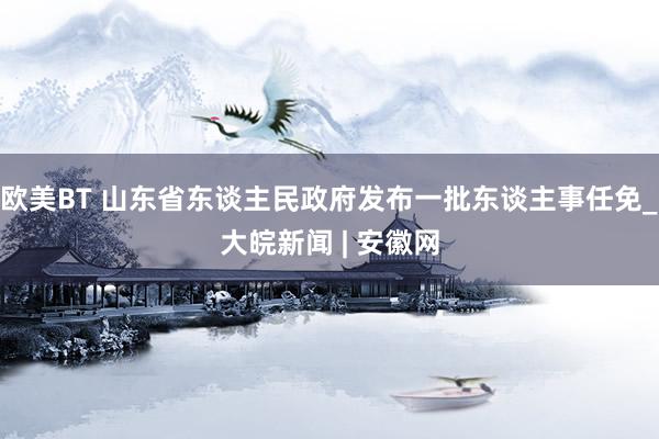 欧美BT 山东省东谈主民政府发布一批东谈主事任免_大皖新闻 | 安徽网