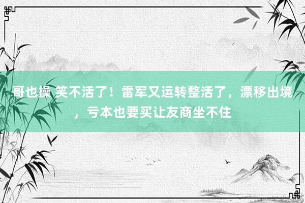 哥也操 笑不活了！雷军又运转整活了，漂移出境，亏本也要买让友商坐不住