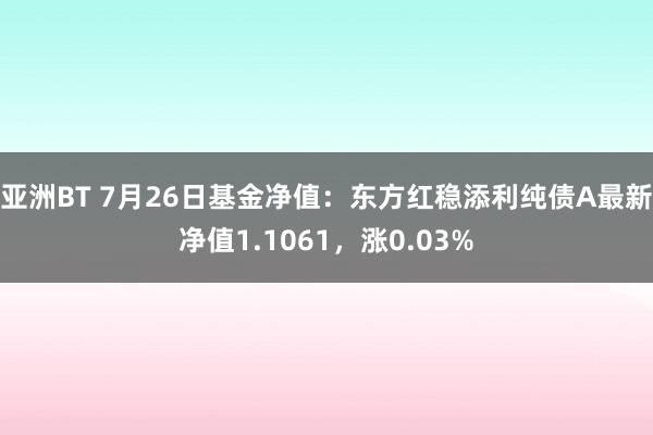 亚洲BT 7月26日基金净值：东方红稳添利纯债A最新净值1.1061，涨0.03%