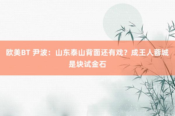 欧美BT 尹波：山东泰山背面还有戏？成王人蓉城是块试金石