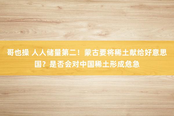 哥也操 人人储量第二！蒙古要将稀土献给好意思国？是否会对中国稀土形成危急