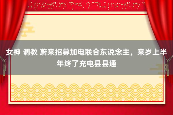 女神 调教 蔚来招募加电联合东说念主，来岁上半年终了充电县县通