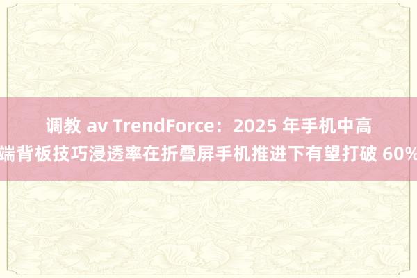 调教 av TrendForce：2025 年手机中高端背板技巧浸透率在折叠屏手机推进下有望打破 60%